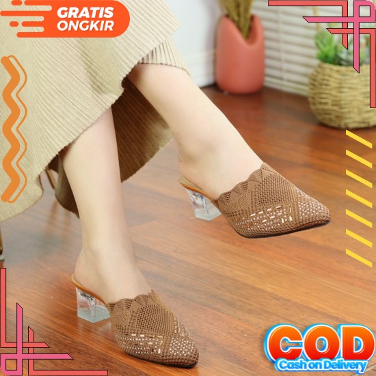 Sendal Heels Wanita Import Hak Tahu Kaca Bulat Hils Kondangan Terbaru Murah Kekinian Sandal Andin Ik