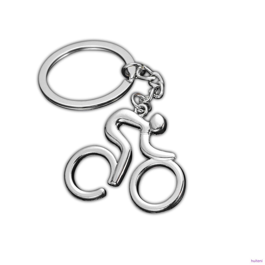 Silver Metal Bicycle Bike Cycling Riding Keychain Keyring Keyfob Key Chain Ring huiteni