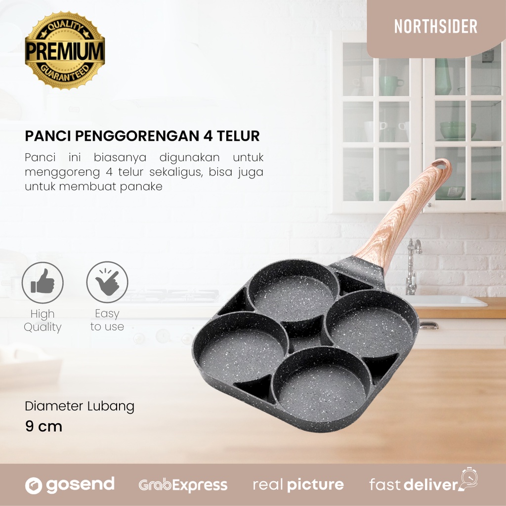 PANCI PENGGORENGAN TELUR - PANCAKE 4 LUBANG | NON STICK EGG FRYING PAN