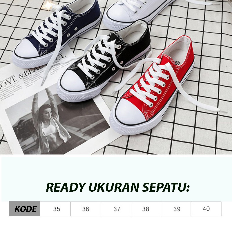 Sepatu Sneakers Kasual Pria Wanita Import Sepatu Tali Sekolah Kekinian Grosir Canvas Cewek Cowok COD Azgalery SPT-06