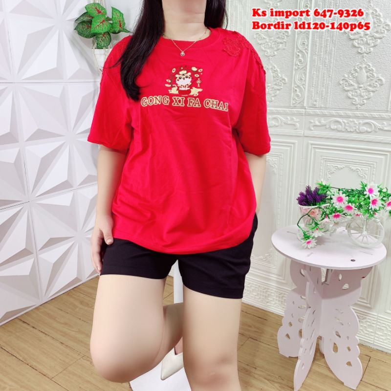 ATASAN BLOUSE KAOS JUMBO IMLEK MERAH