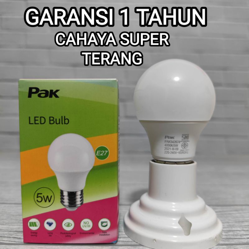 PAK LAMPU LED BULB 5W 5 WATT GARANSI 1 TAHUN SNI