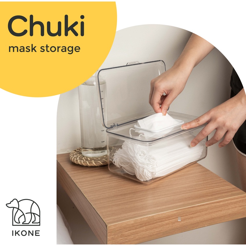 【IKONE】CHUKI Kotak Penyimpanan Kotak Masker Organizer Box Bening Transparan Orange Kotak Penyimpanan Serbaguna Kotak Penyimpanan Masker Acrylic Plastik Tempat Masker Kotak Tissue Tempat Tissue