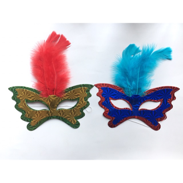 Topeng Hologram Dobel Bulu (isi 6 pcs)/ Topeng Pesta/ Masquerade