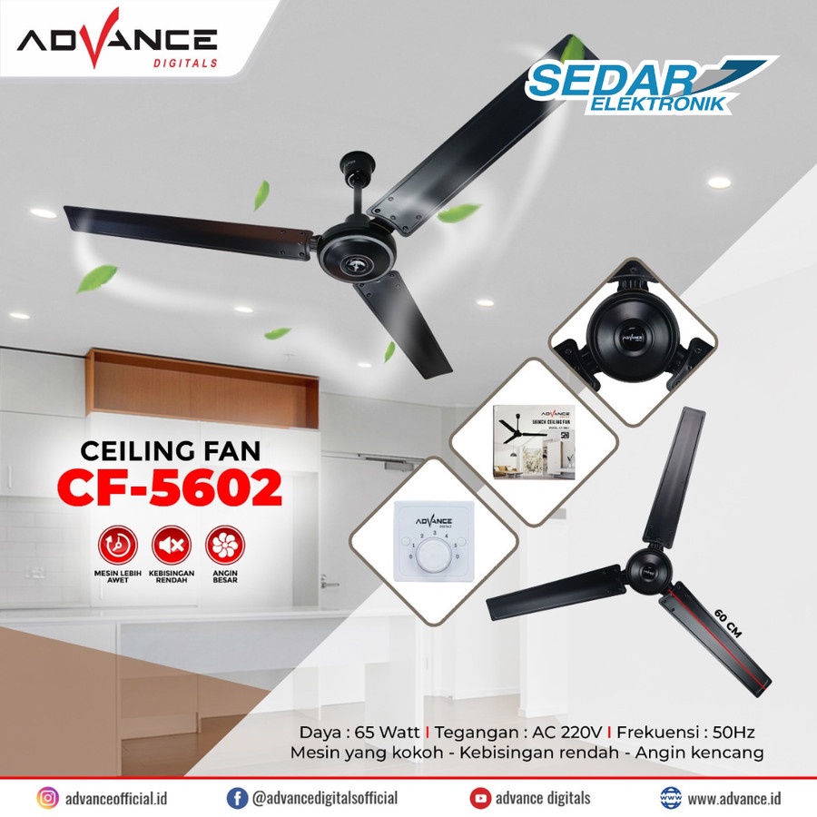 Kipas Angin Siling / Ceiling Fan ADVANCE CF-5602 - Bahan Besi