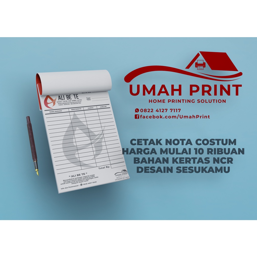 Cetak Nota Custom 2ply/1ply NCR Full warna