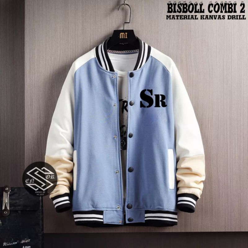 Jaket pria IKC 002 distro cbr six Bandung hoodie dua sisi bolak balik keren grosir pakaian pria H0D7-BSBOL TOSKA PUTIH NW