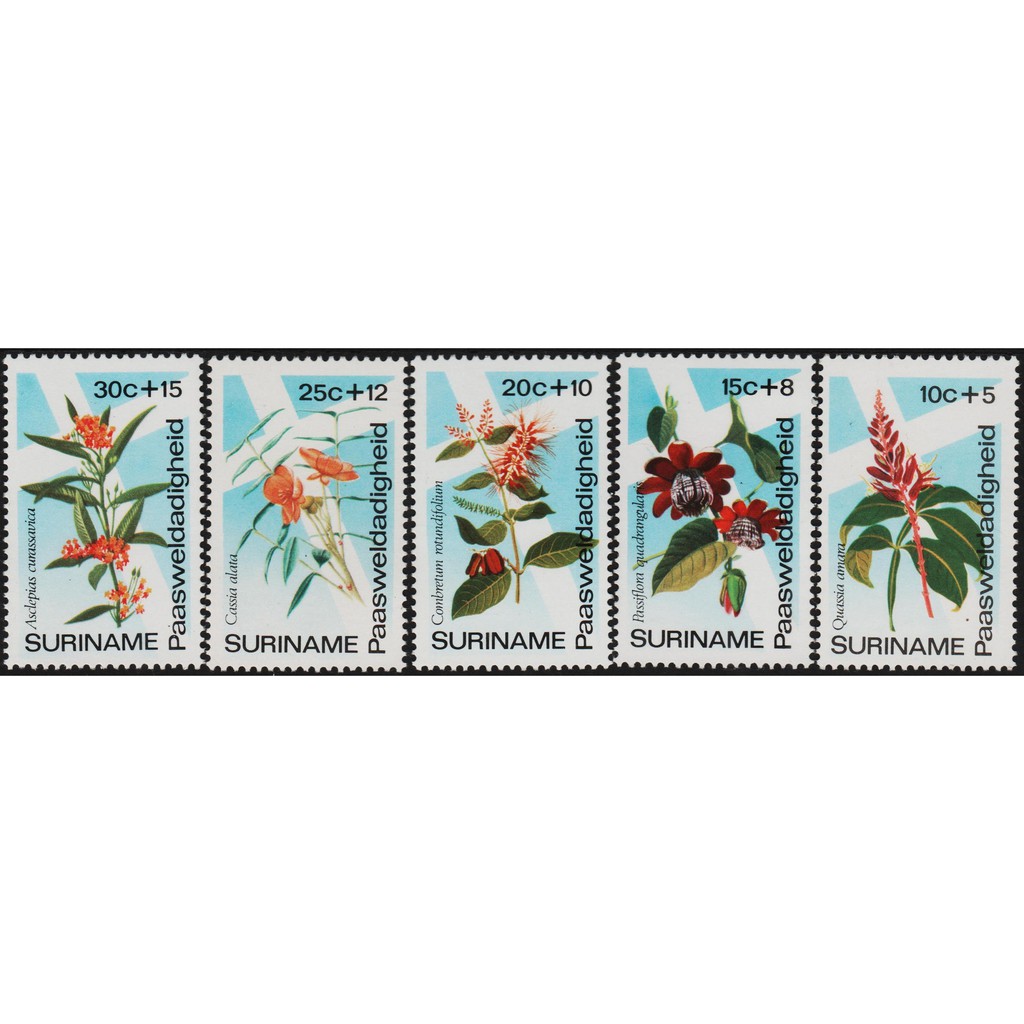 

Perangko Filateli A4-122 suriname MNH 5v 03.04.1974 easter charity flowers