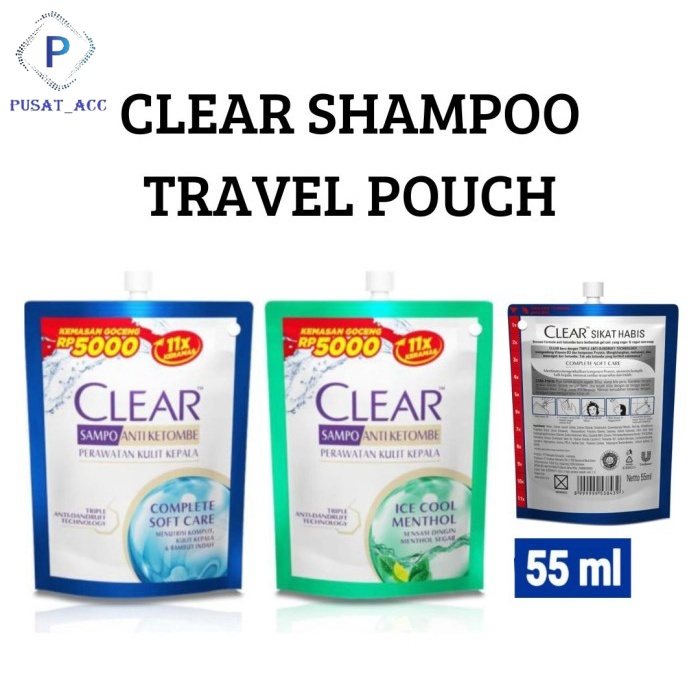 SLC5 - Kemasan Pouch Shampoo Clear Anti Ketombe 55ml Ekonomis