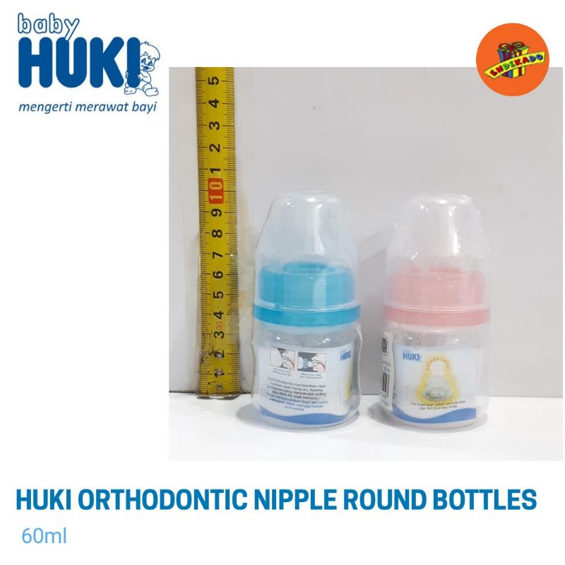 BABY HUKI ORTHODONTIC NIPPLES ROUND BOTTLES 60ml- Botol Susu 60ml