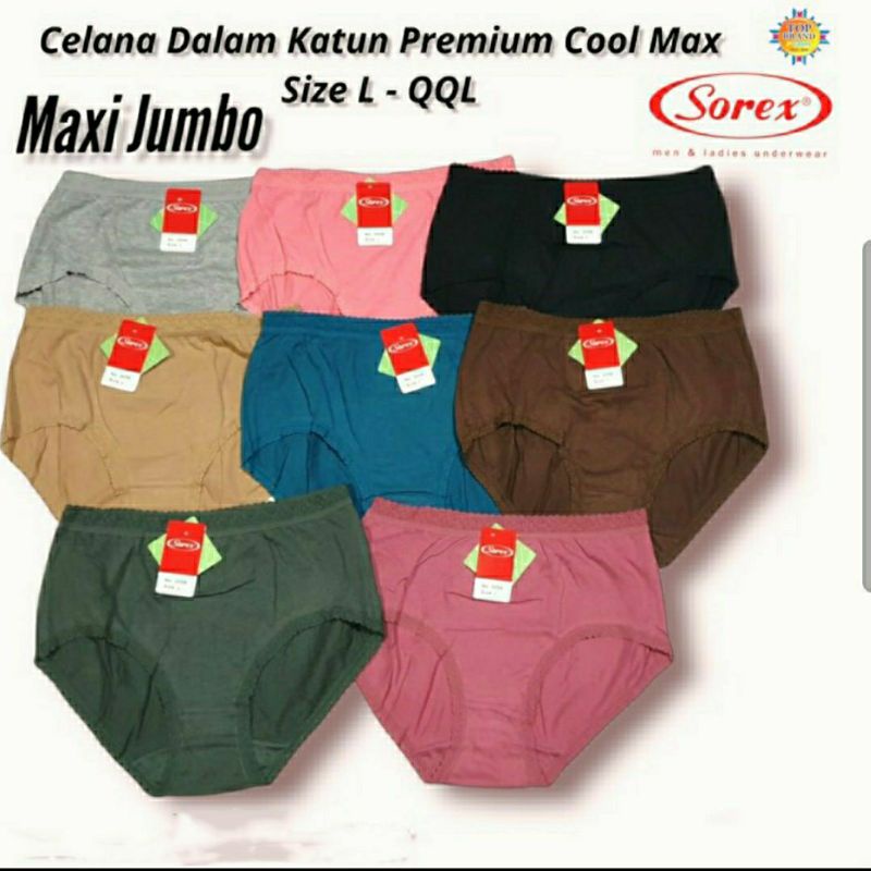 Celana Dalam Cewek Maxi Katun Renda/Celana Dalam Sorex Maxi Katun Renda Cool Max/Celana Dalam cewek katun jumbo Murah/Size L - XXXXL