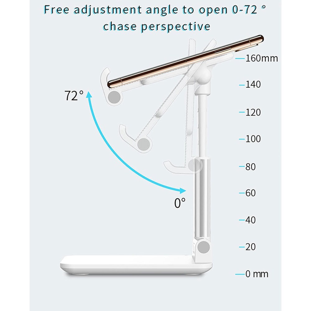 Dudukan Smartphone Stand Holder Handphone Telescopic Black ALuminum Besi Adjustable Foldable Tekuk