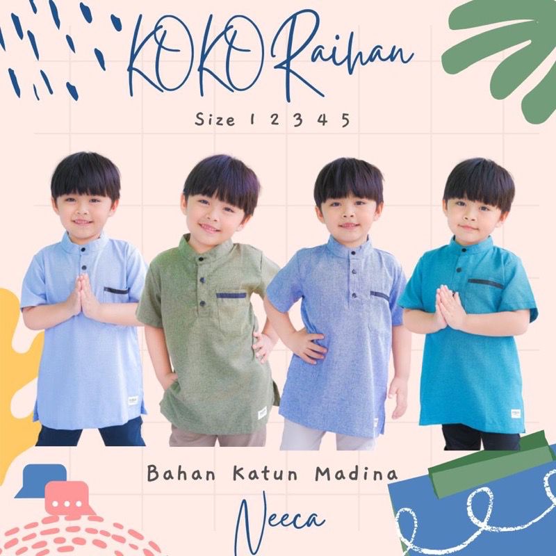 Koko Anak Katun Madina Neeca Kiddos Size 1-5 Tahun Murah