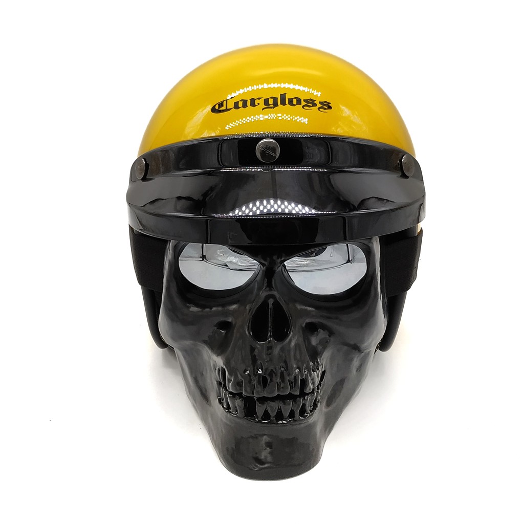 Helm Retro Cargloss + Goggle Mask Skull ( Half Face / Goggle Mask / Bogo / Klasik / Vespa )