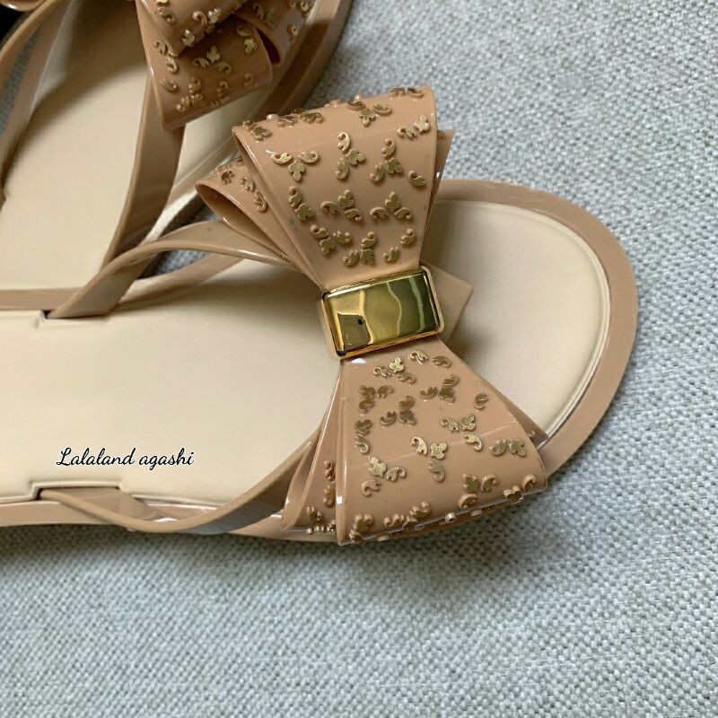 Sandal Melissa Ultragirl Luxe Bow Ballet Flats Khaki/Sandal jelly wanita/Sandal pita