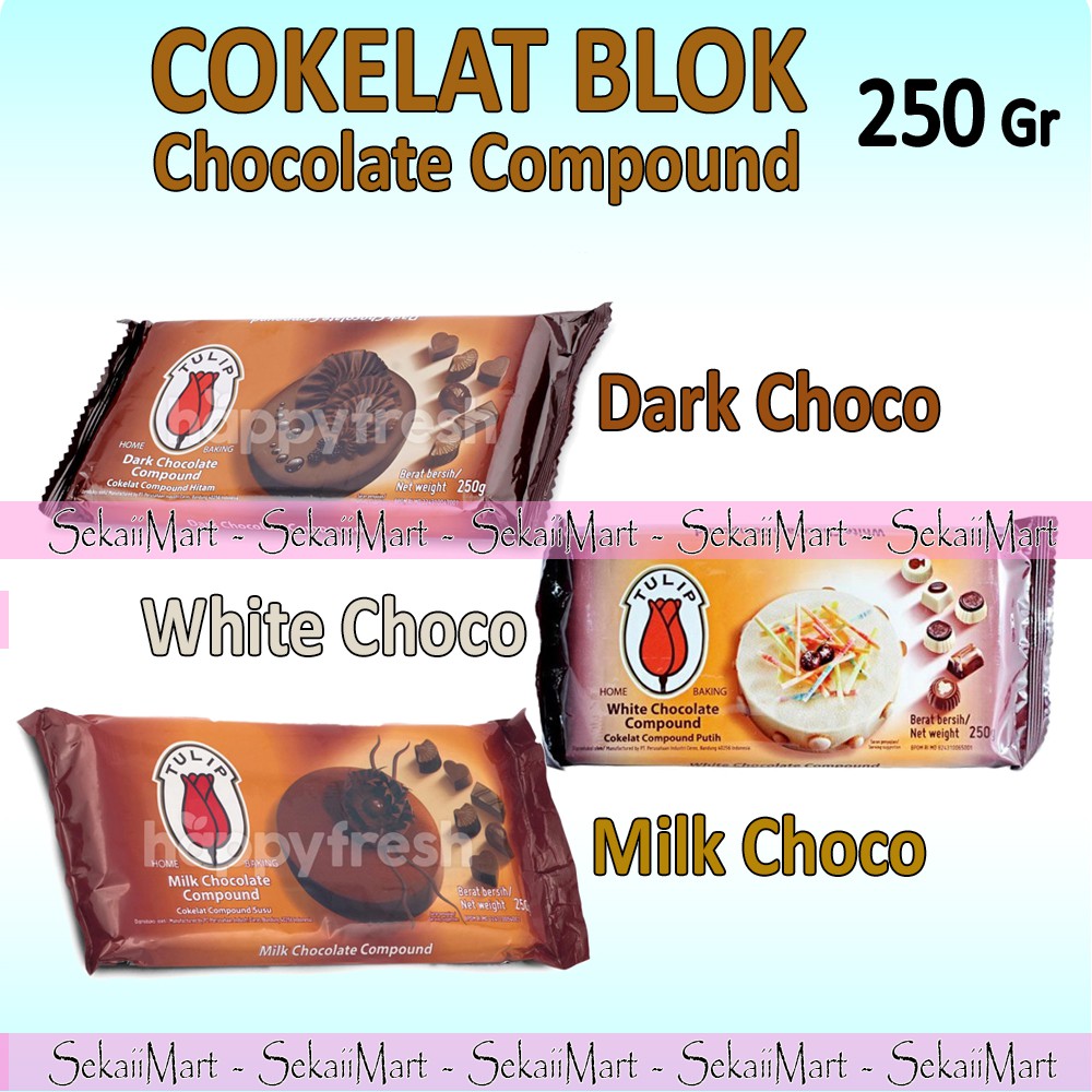 

TULIP Cokelat Compound Hitam Susu Putih 250g - Dark-White-Milk Chocolate