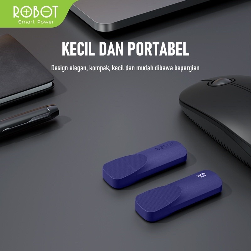 ROBOT RF508 / RF516 Flashdrive / Flashdisk 8GB, 16GB USB 3.0 High Speed Transmission Blue Support for All Windows &amp; Device Original - Garansi 1 Tahun