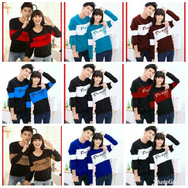  baju couple sweater couple lengan panjang murah pusple 