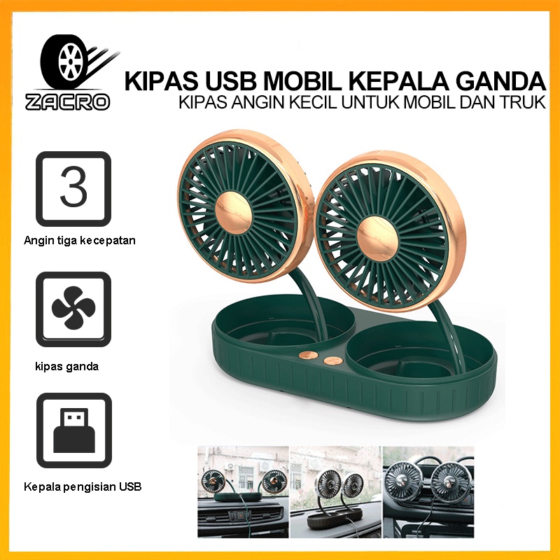 kipas Angin mobil  portable/Double Headed Fan Mobil /USB  Plugcar cooling double fan