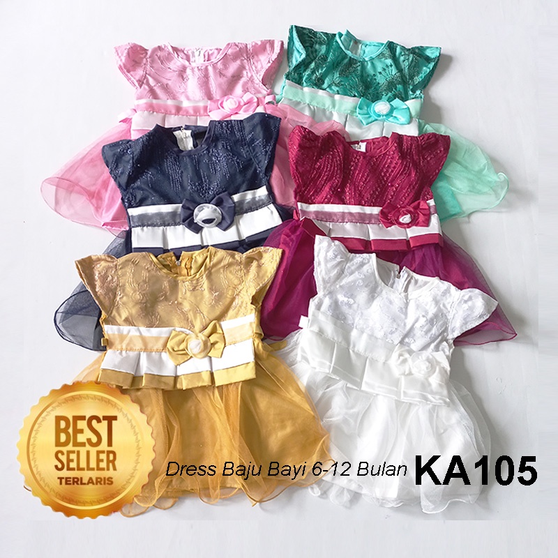 Baju Bayi Perempuan 6 12 Bulan Dress Ulang Tahun Bayi Cewe NewBorn Gaun Pesta Bahan Brukat KA105