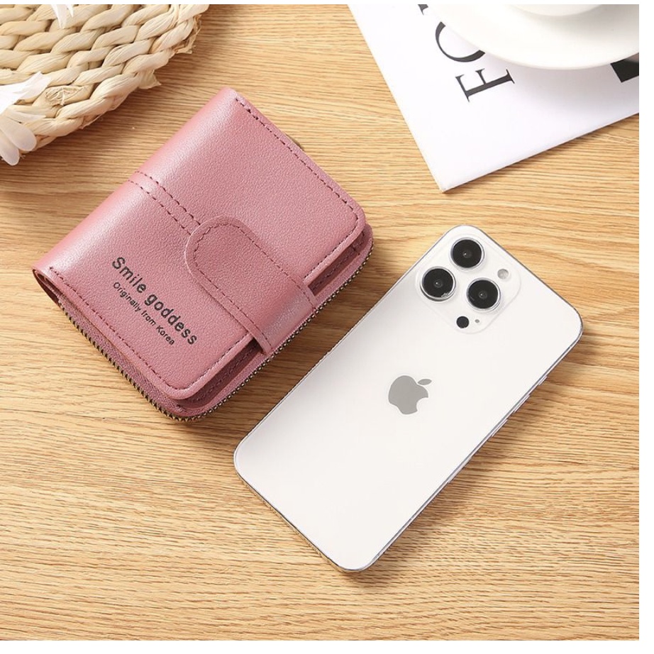 Dompet Lipat Dompet Compact Wanita Import Korean Style dengan slot koin