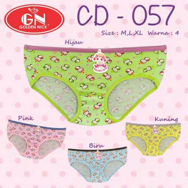 CD Golden Nick Anak Motif GN 057 | Celana Dalam Goldennick Remaja Abg Sablon Print Perempuan Pakaian Dalam | Sguna Eceran Satuan