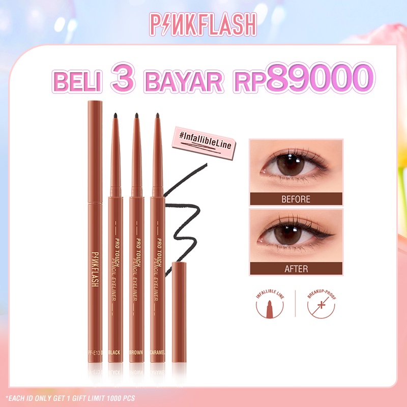 PINKFLASH #InfallibleLine Hyperfine Halus Gel Eyeliner Pensil Pigmen Tinggi Tahan Air Tahan Lama Eyeliner Pencil