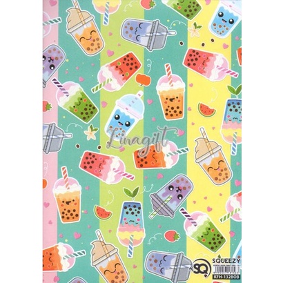 ( 5 Lembar ) KERTAS KADO SQ DOFF - GIFT WRAPPING PAPER BOBA KOREAN DESSERT STREET SNACK