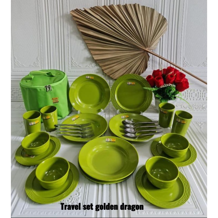 TRAVEL SET GOLDEN DRAGON/MELAMIN TRAVEL GOLDEN