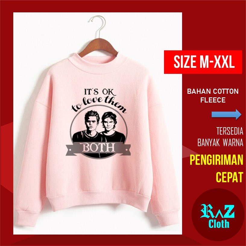 Hoodie Switer Sweater Crewneck Wanita The Vampire Diaries Fashion Harajuku Stefan Damon Salvator Swe