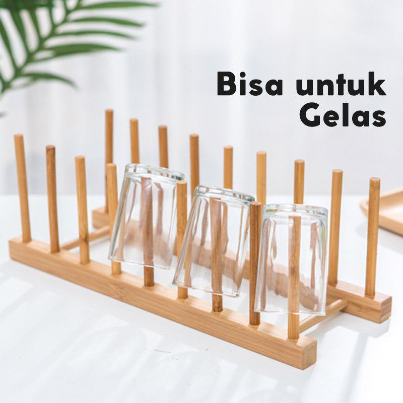 RAK PIRING KAYU DAPUR MINIMALIS TEMPAT PENYIMPANAN SERBAGUNA TATAKAN PIRING GELAS MEJA MAKAN RAK PIR