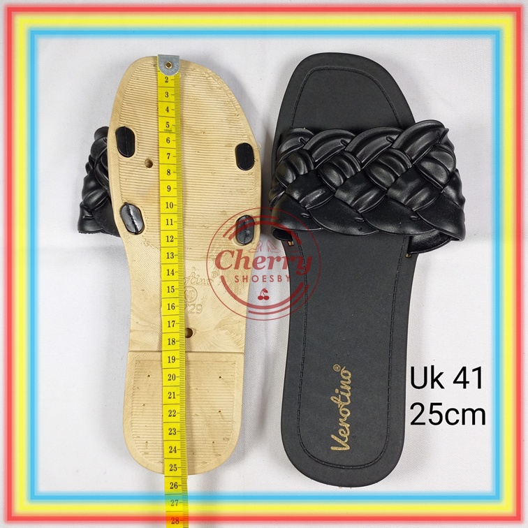 A729-29J Sandal Selop Wanita Verotino Sendal Slop Cewek Karet Motif Kepang Ketupat Glanzton