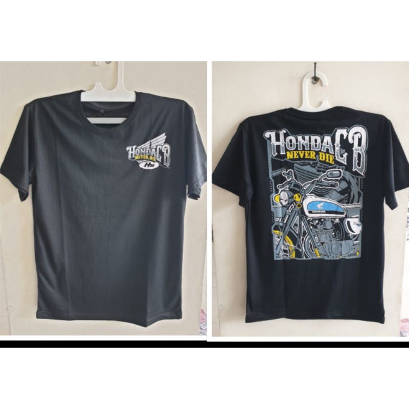 Kaos motor HONDA CB NEVER DIE HITAM size L MURAH READY