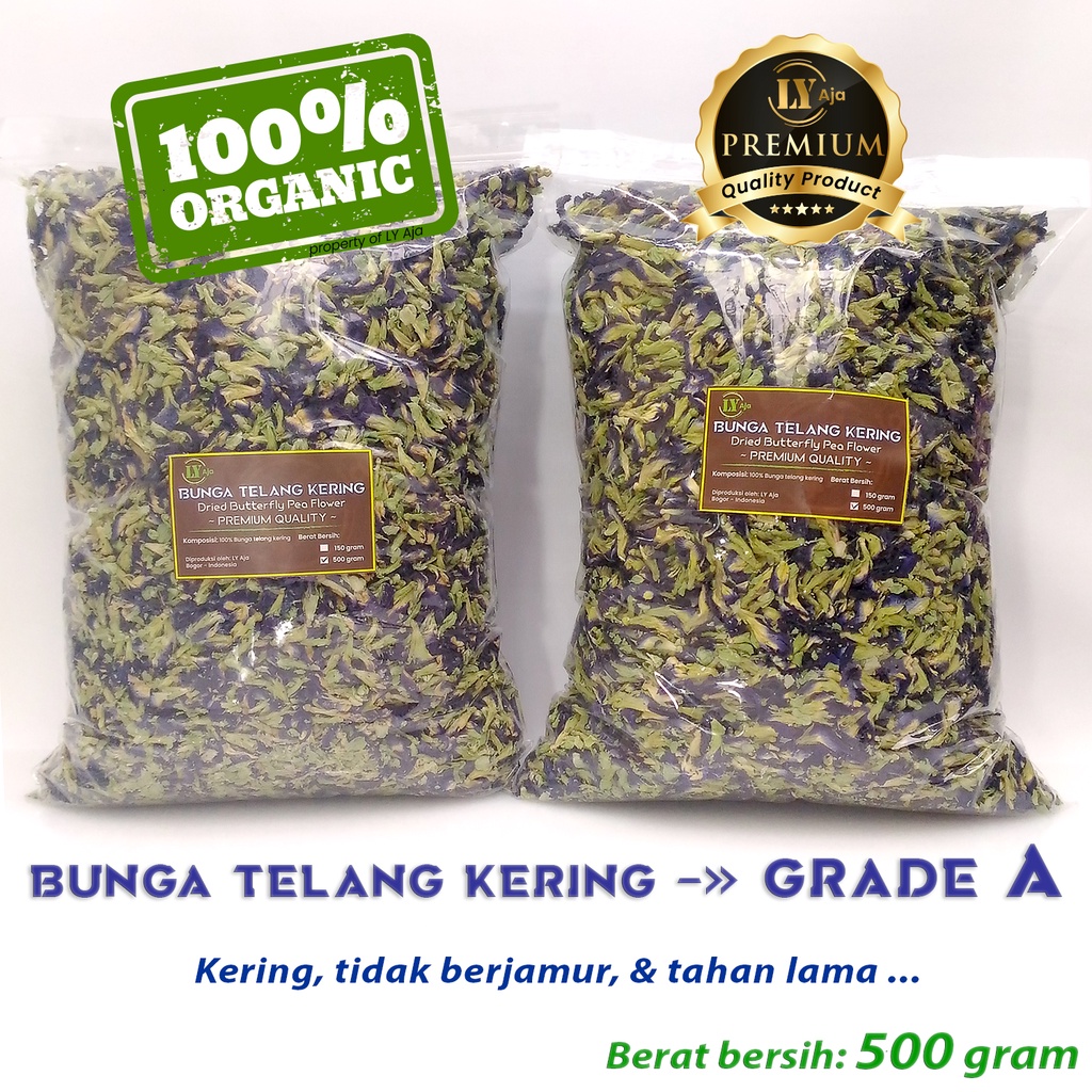 Teh Bunga Telang Kering 500 gram LY Aja Butterfly Pea Organik Tumpuk Premium gr