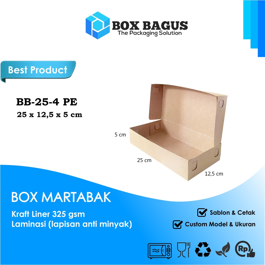 BOX DUS 25x12,5x5 KRAFT 325 GSM LAMINASI - KOTAK HAMPERS MARTABAK TELUR KUE BOLEN ROTI SNACK