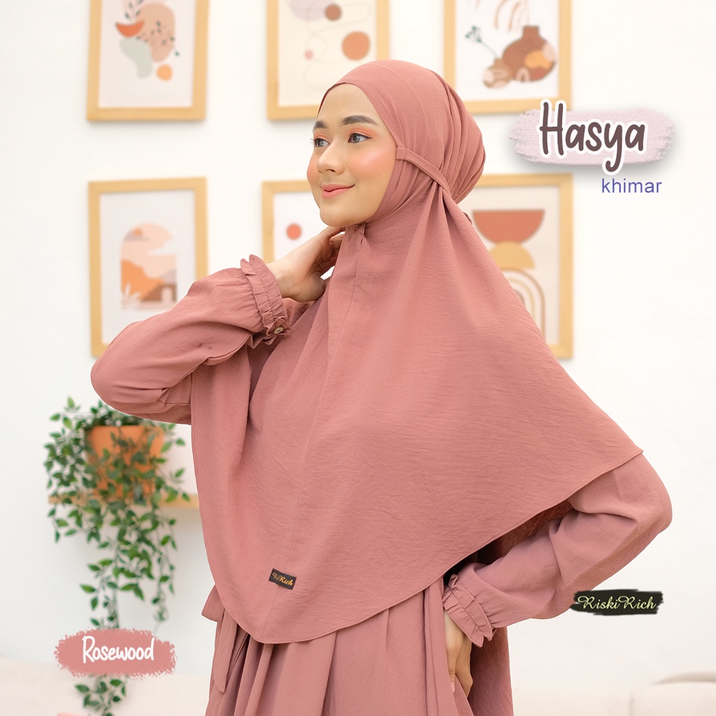 Riskirich Hasya Khimar Jilbab Bergo Uk Standar dan Jumbo Bahan Airflow Crinkle Premium