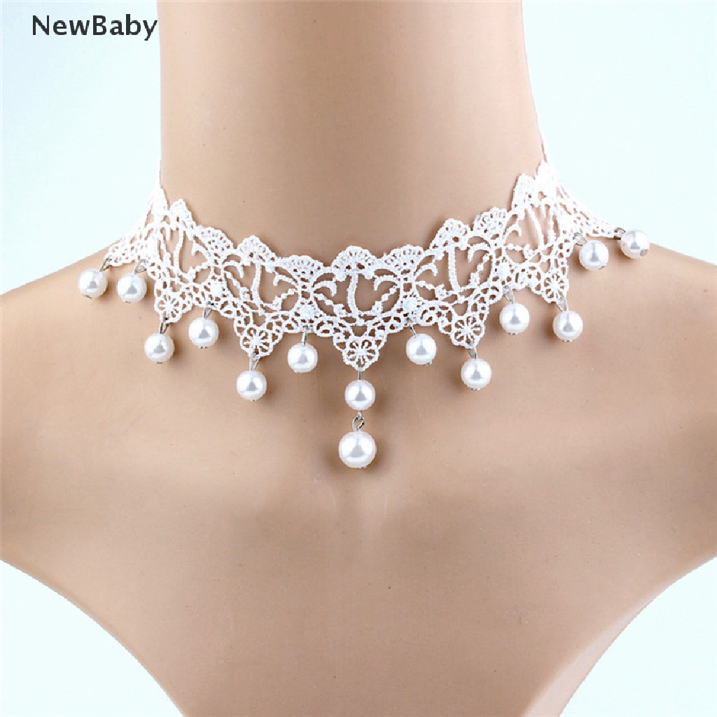 Newbaby Kalung Choker Lace Sexy Romantis Hias Mutiara Untuk Wanita