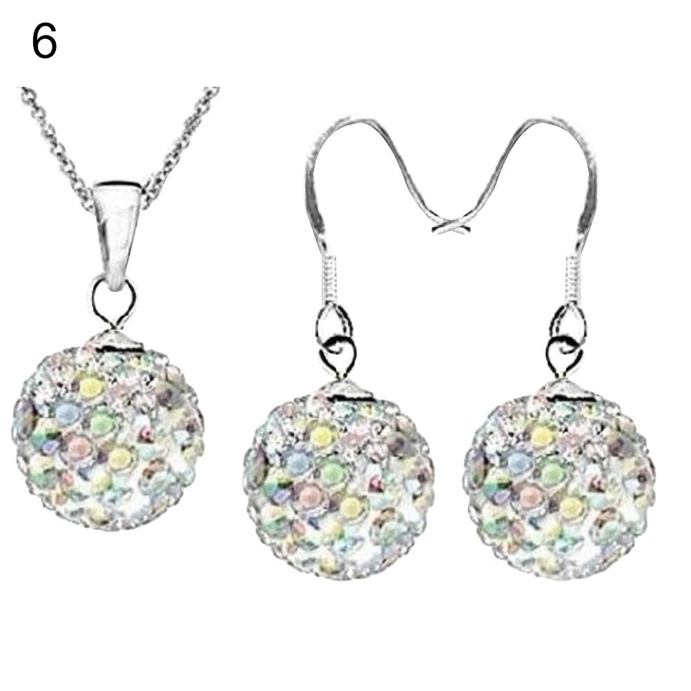 Hu Hu Hu Hu Hu Alat Bantu Pasang Kacamata♡ 2pcs / Set Kalung Anting Kait Bentuk Bola Aksen Berlian Imitasi Untuk Wanita