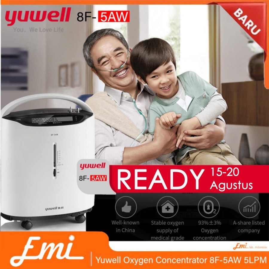 Yuwell 8F-5AW 5L Oxygen Concentrator Medical Grade Oksigen bukan yu300