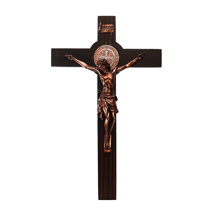 Jual Salib Gantung Katolik Kayu Jati Benediktus Medali Tembaga 50cm Salib Katolik Salib Dinding 9665