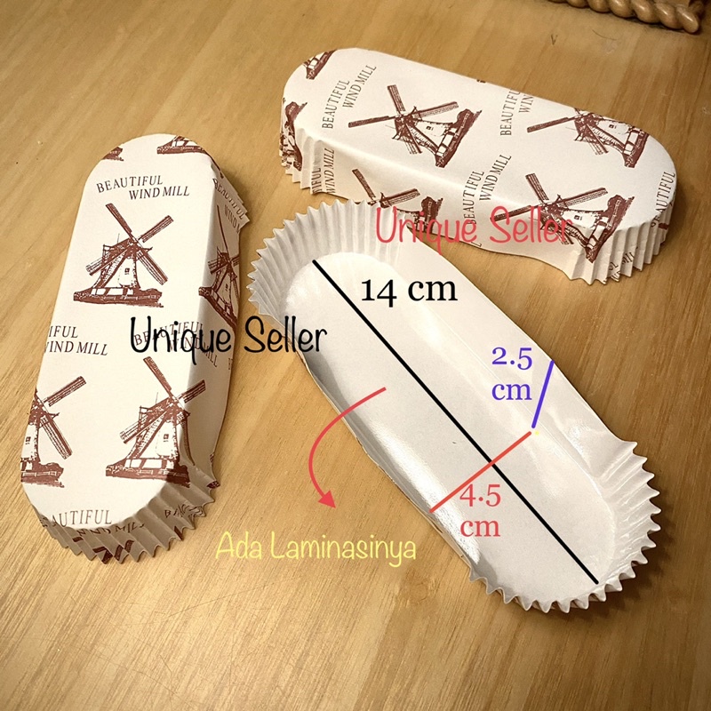 Cake Case Laminasi Oval Lonjong 14x4.5 cm Tahan Minyak isi 8-10 pcs / Paper Cup Case Laminasi Oval Lonjong 14x4,5cm / Kertas Alas Kue Laminasi Oval Lonjong Windmill Strawberry / Paper Cup Case Laminating Oval Lonjong Kincir Strawberi 14x4.5cm