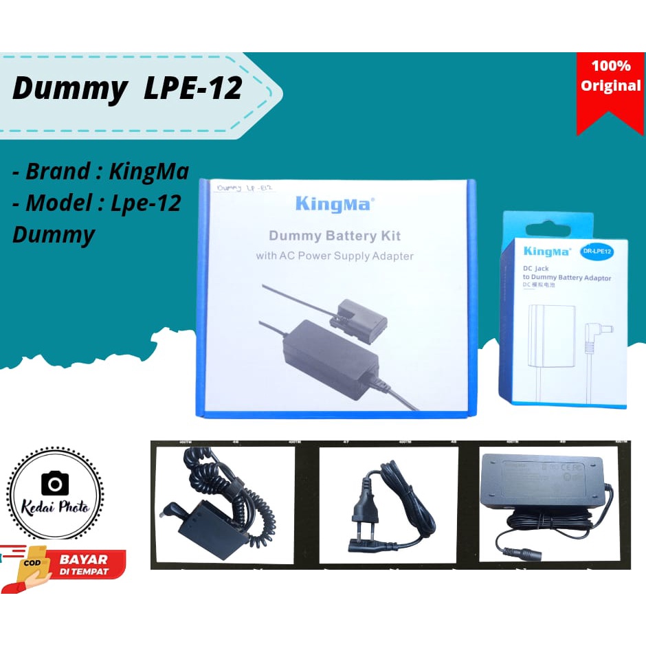 KINGMA DUMMY BATTERY LP-E12 LPE12 With AC Power Supply Adapter