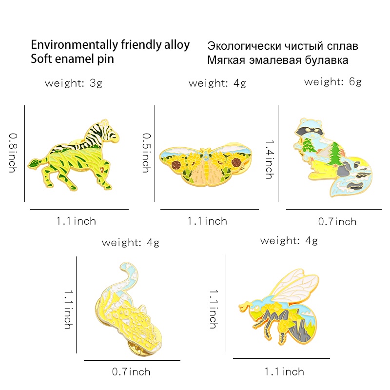 Bros Pin Model Butterfly Bee Zebra 5 Gaya Untuk Aksesoris Pakaian