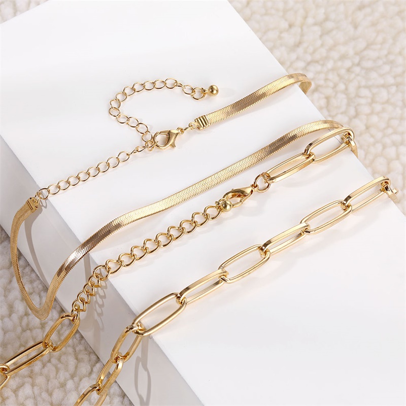 Kalung Choker Rantai Ular Multilayer Gaya Bohemian Untuk Wanita