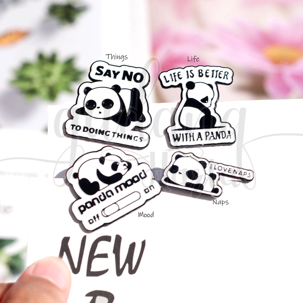 Pin Panda Black And White Bross Lucu Unik Pin Murah GH 208735