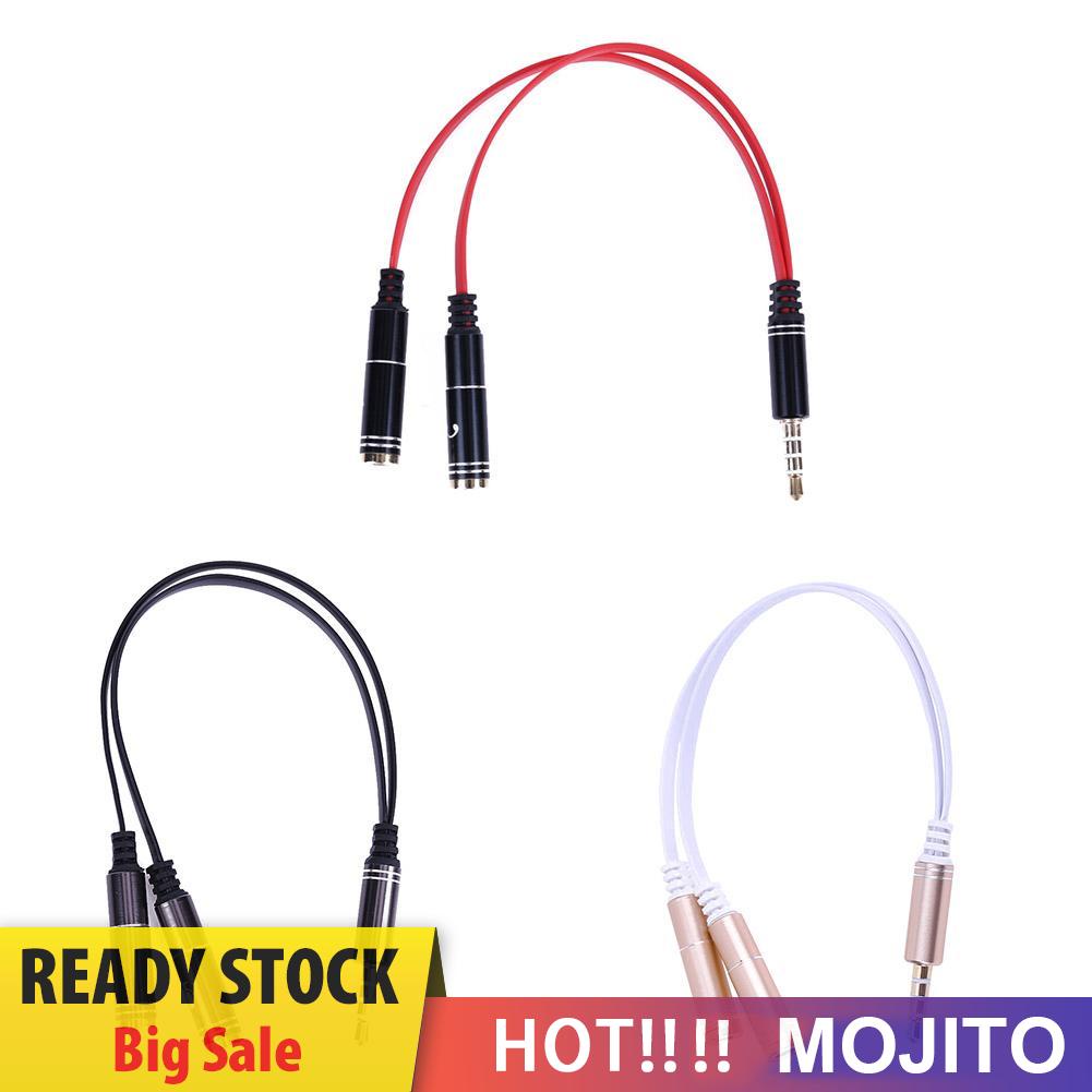 MOJITO 3.5mm Stereo Audio Male to 2 Female Headphone Mic Y Splitter Cable Adapter