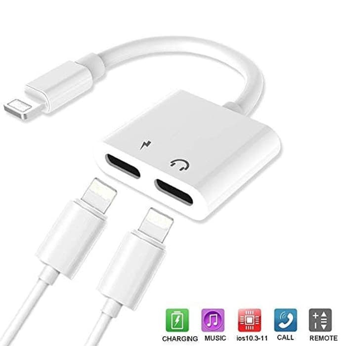 KABEL LIGHTNING SPLITTER Audio + Charge Adapter for iPhone X/7/7+/8/8+