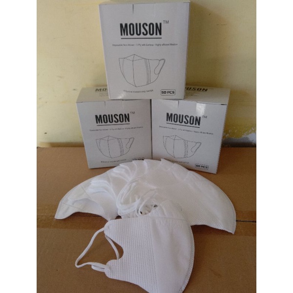 MASKER DUCKBILL FACE MASK 3 PLY ISI 50 PCS HITAM PUTIH