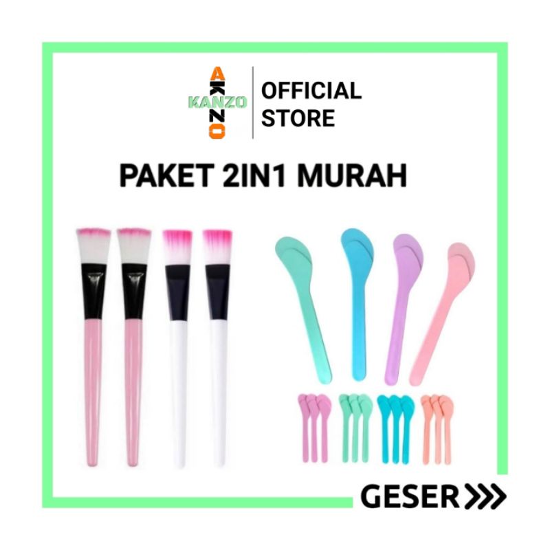 Kanzo - Paket Alat Kecantikan 2in1 Kuas Masker / Spatula Silicone