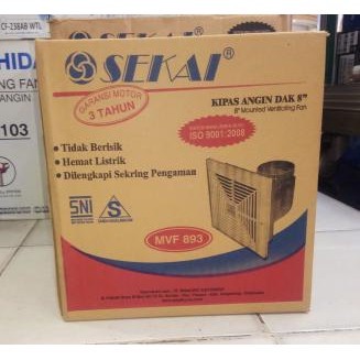 Exhaust Fan Ceiling Plafon 8 inch Sekai MVF 893 Harga Terbaik